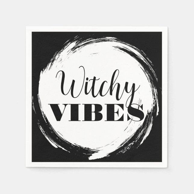 Guardanapo De Papel Witchy Halloween Black and White (Frente)