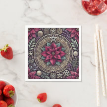 Witchy Poinsettia Mandala Floral Découpage Napkins