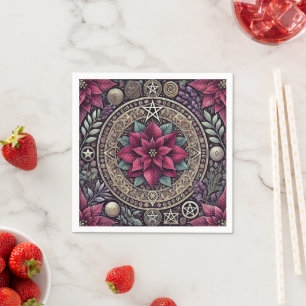 Guardanapo De Papel Witchy Poinsettia Mandala Floral Découpage Napkins