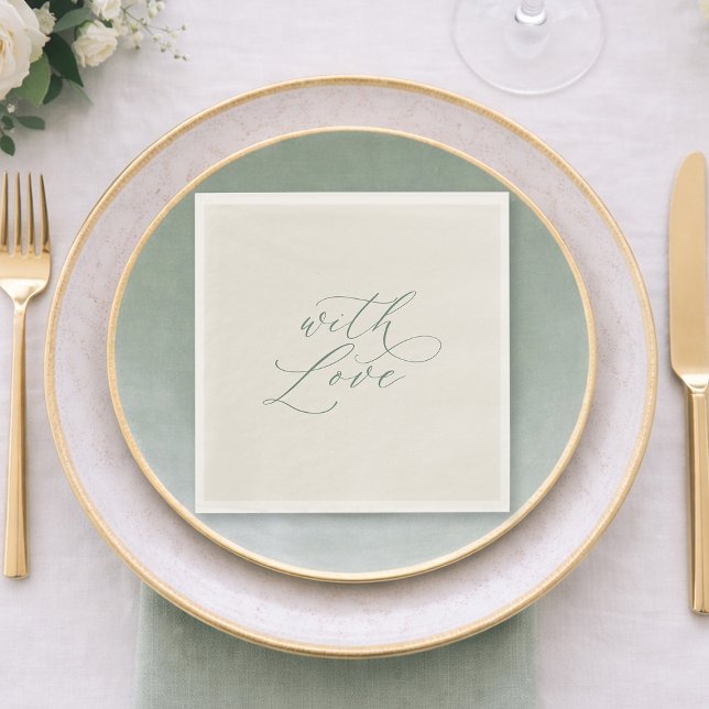 Guardanapo De Papel With Love Sage Green Wedding Napkins  (Criador carregado)