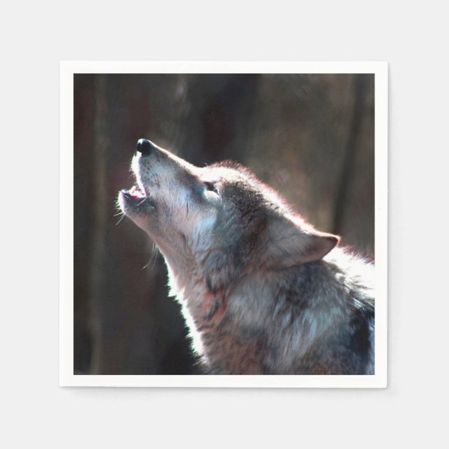 Guardanapo De Papel Wolf Howling Lone Wolf (Frente)