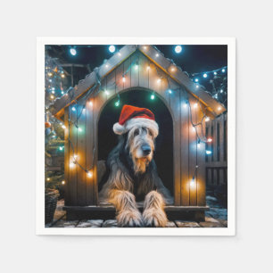 Guardanapo De Papel Wolfhound Irlandês de Natal em um Doghouse