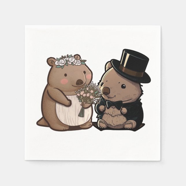 Guardanapo De Papel Wombat Wedding (Frente)