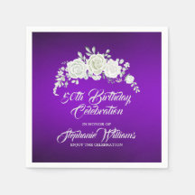 Women's Vintage Purple White Rose 50th Birthday