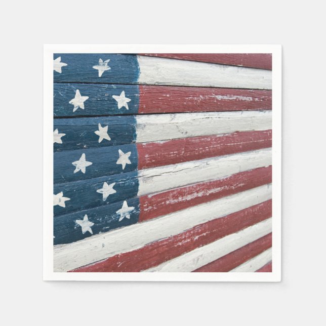 Guardanapo De Papel Wooden American Flag (Frente)