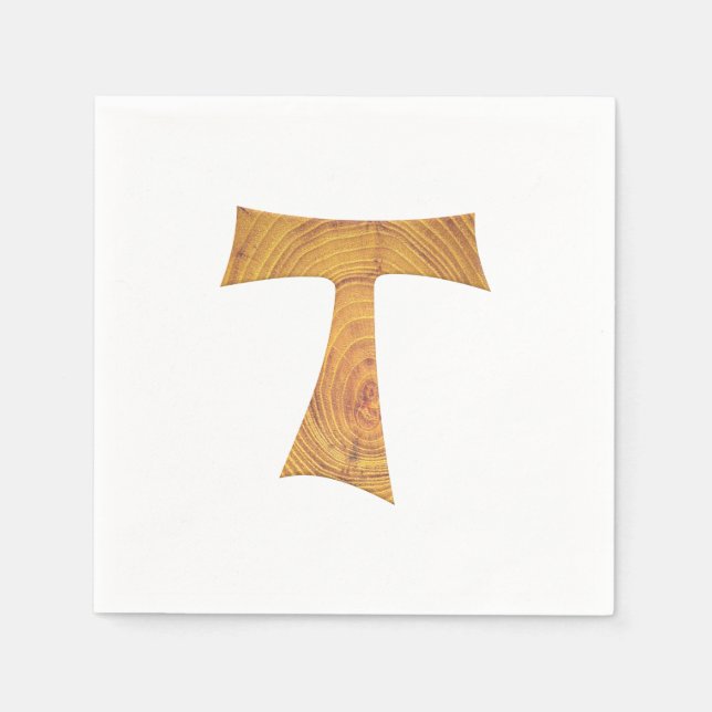 Guardanapo De Papel Wooden Look Franciscan Tau Cross (Frente)