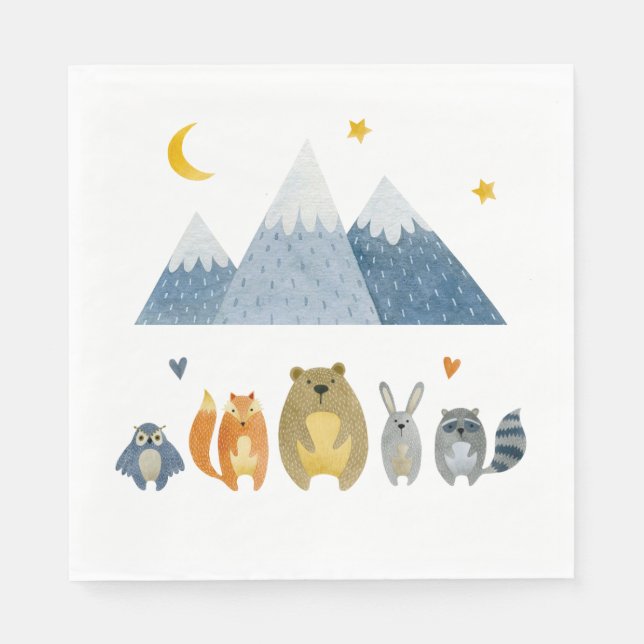 Guardanapo De Papel Woodland Adventure Night Sky Party Napkins (Frente)