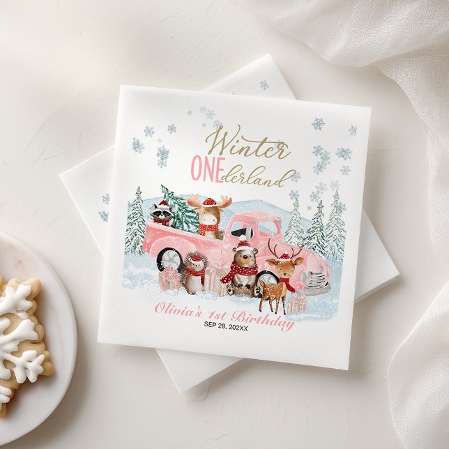 Guardanapo De Papel Woodland Animals Truck ONEderland 1st Birthday (Criador carregado)