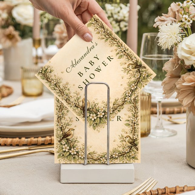 Guardanapo De Papel Woodland Birds Storybook Baby Shower (Criador carregado)