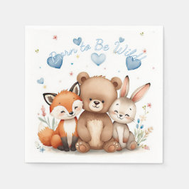 Guardanapo De Papel Woodland Birthday Party Pastel Blue Hearts Boy