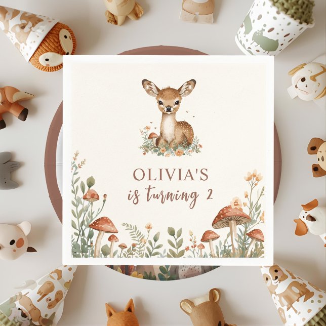 Guardanapo De Papel Woodland Deer Birthday Napkins | Floresta Russa (Criador carregado)