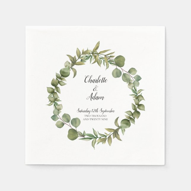 Guardanapo De Papel Woodland Eucalyptus Greenery Casamento (Frente)