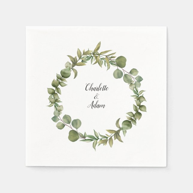 Guardanapo De Papel Woodland Eucalyptus Greenery Casamento (Frente)