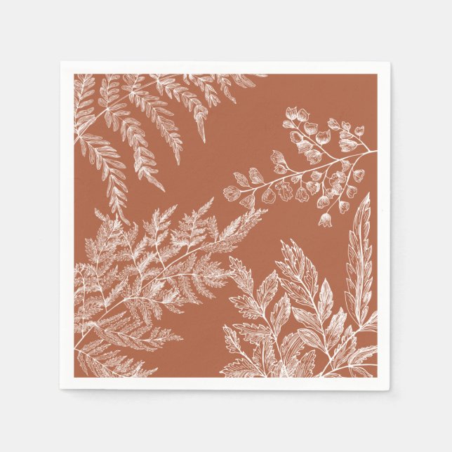 Guardanapo De Papel Woodland Fern Botanical Weding Paper Napkin (Frente)