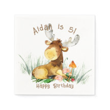Woodland Forest Moose Cute Birthday