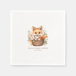 Guardanapo De Papel Woodland Fox Personalized Baby Shower Napkins