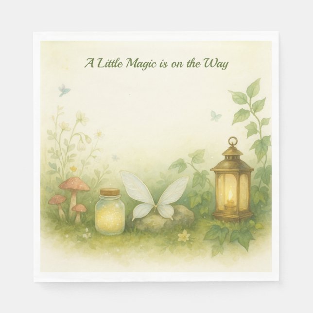 Guardanapo De Papel Woodland Glow Baby Shower Invitation | Firefly Jar (Frente)