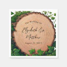 Guardanapo De Papel Woodland Harmony: Casamento Woodslice & Greenery
