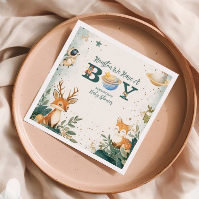 Guardanapo De Papel Woodland Houston Temos Um Menino Espaço Exterior (Criador carregado)