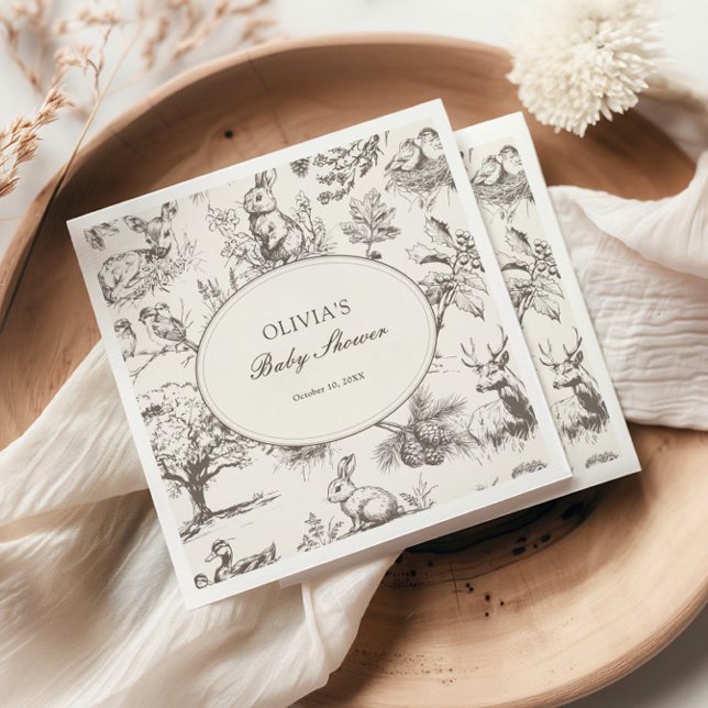 Guardanapo De Papel Woodland Sketch Allover Print Baby Shower (Criador carregado)