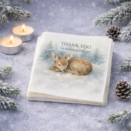 Guardanapo De Papel Woodland Sleeping Baby Deer Winter Baby Shower