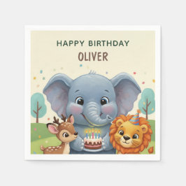 Guardanapo De Papel Woodland Storybook Animals Happy Birthday