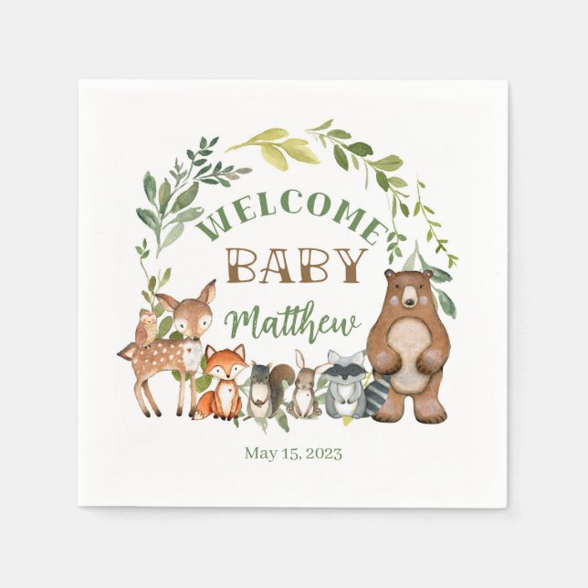 Guardanapo De Papel Woodland Themed Paper Party Napkins (Frente)
