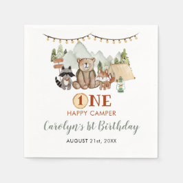 Guardanapo De Papel Woodland Um Feliz Camper Primeiro Aniversário