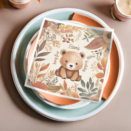 Guardanapo De Papel Woodland Watercolor Primeiro Aniversário Bear Bear