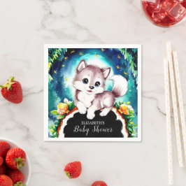 Guardanapo De Papel Woodland Whimsic Wolf Chá de fraldas