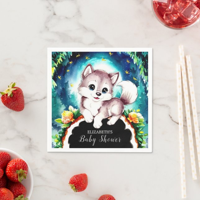 Guardanapo De Papel Woodland Whimsic Wolf Chá de fraldas (Insitu)