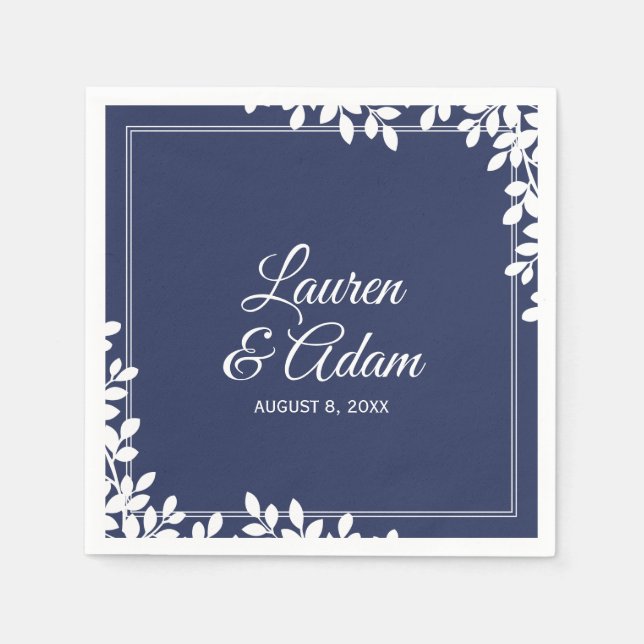 Guardanapo De Papel Woodsy Cocktail Napkins | Quadro Folha (meia-noite (Frente)