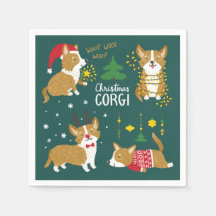 Guardanapo De Papel Woof do Woof do Woof do Corgi do Natal
