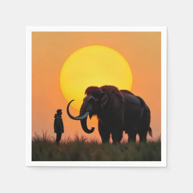 Guardanapo De Papel Wooly Mammoth e Man (Frente)