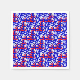 Guardanapo De Papel Word Art USA Text,Blue-PAPKINS DE FESTA
