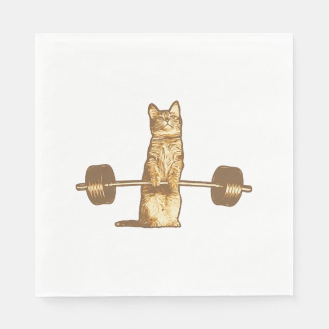 Guardanapo De Papel Workout Cat Deadlift (Frente)