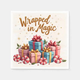Guardanapo De Papel Wrapped in Magic Christmas Gift Napkin