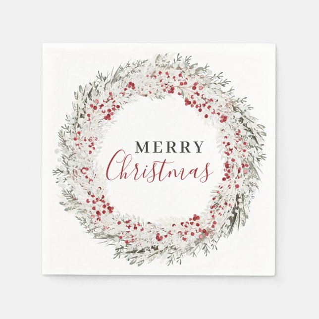 Guardanapo De Papel Wreath da Aquarela Natal (Frente)