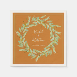 Guardanapo De Papel Wreath Greenery em Ochre Wedding