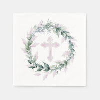 Wreath & Pink Cross Communtism Christening