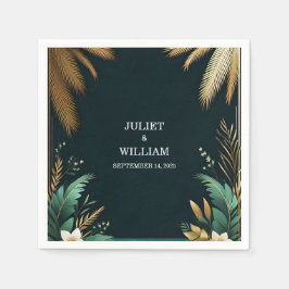 Guardanapo De Papel Wreath Teal Palm Beach Green E Dourado Casamento