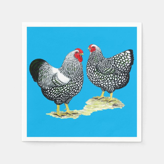 Guardanapo De Papel Wyandottes Par lacrado por prata (Frente)