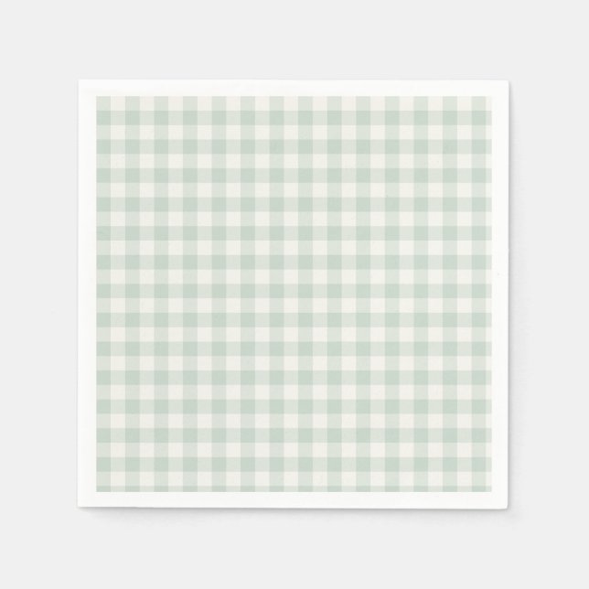 Guardanapo De Papel Xadrez Clássico Spring | Sage Suave (Frente)