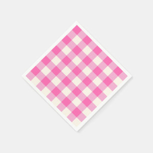 Guardanapo De Papel Xadrez de Cottagecore Rosa Gingham