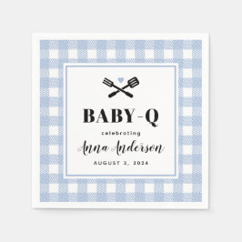 Guardanapo De Papel Xadrez de Gingham Azul Pálido, Baby Q