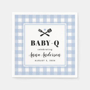 Guardanapo De Papel Xadrez de Gingham Azul Pálido, Baby Q