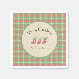 Guardanapo De Papel Xadrez de Natal com base verde