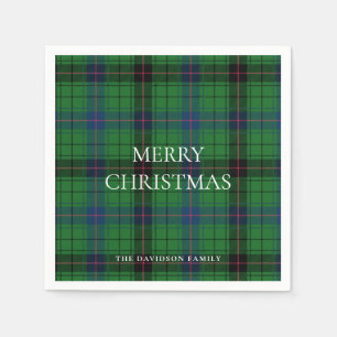 Guardanapo De Papel Xadrez de Natal Davidson Tartan Padrão Verde