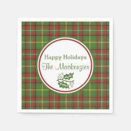 Guardanapo De Papel Xadrez de Natal Verde Personalizada