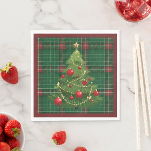 Guardanapo De Papel Xadrez de Natal Verde, Vermelho